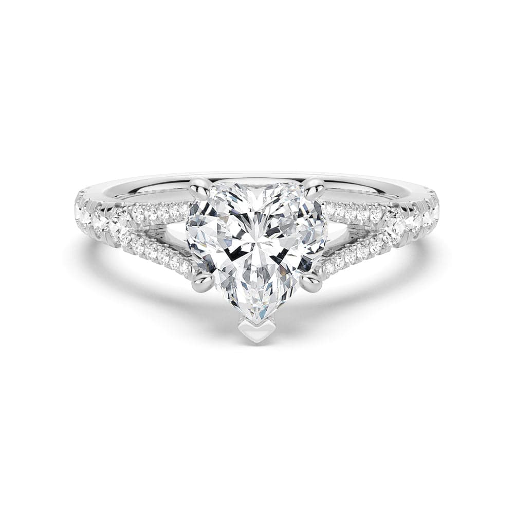 Heart Cut Moissanite Diamond Engagement Sterling Silver Ring