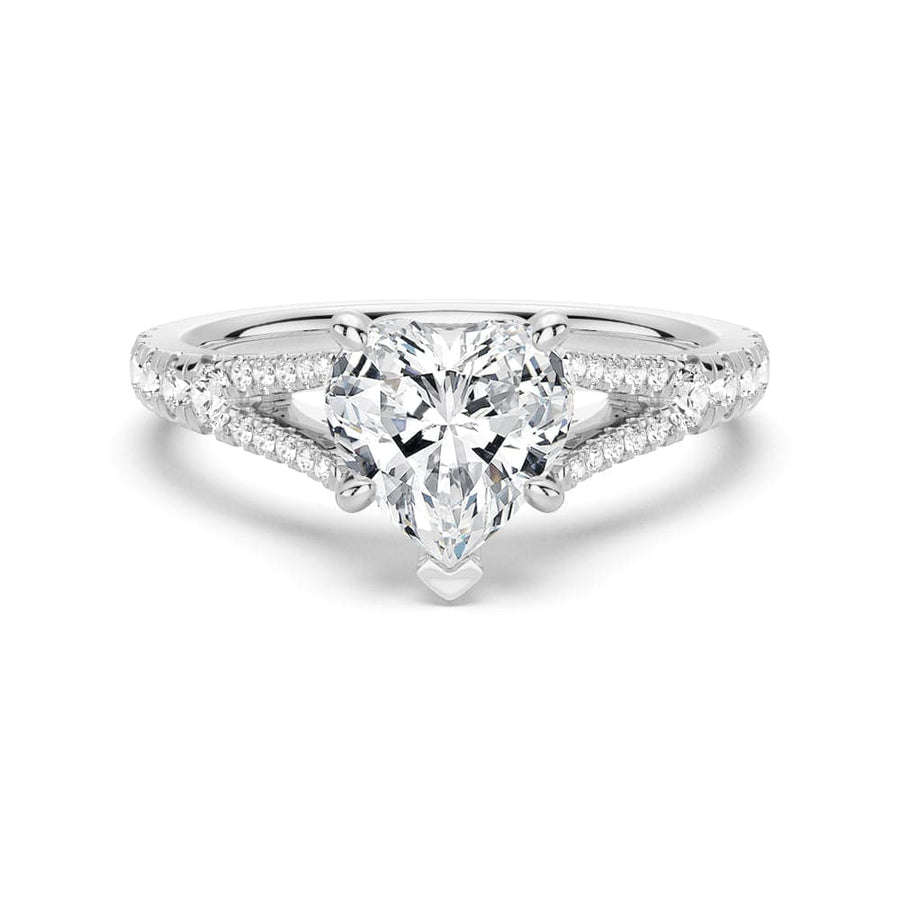 Heart Cut Moissanite Diamond Engagement Sterling Silver Ring