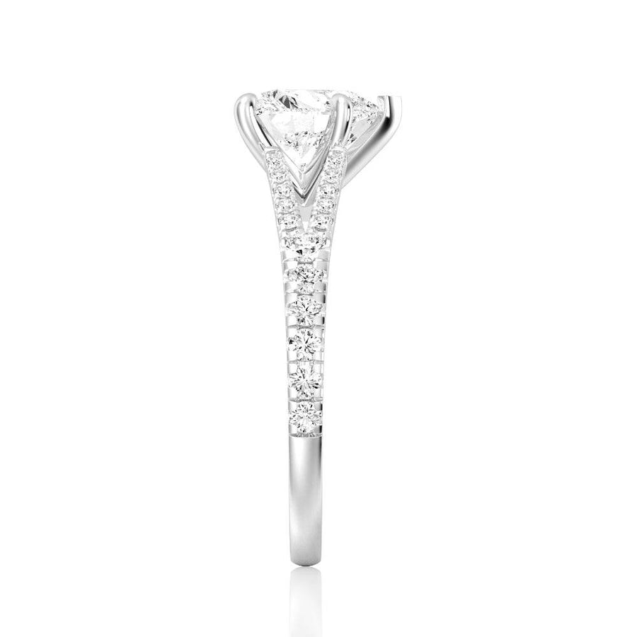 Heart Cut Moissanite Diamond Engagement Sterling Silver Ring