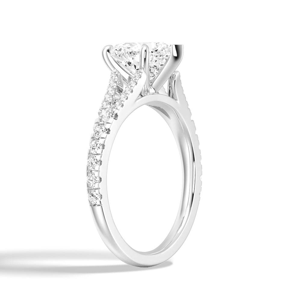 Heart Cut Moissanite Diamond Engagement Sterling Silver Ring