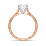 Round Cut Moissanite Diamond Antique Solitaire Sterling Silver Ring