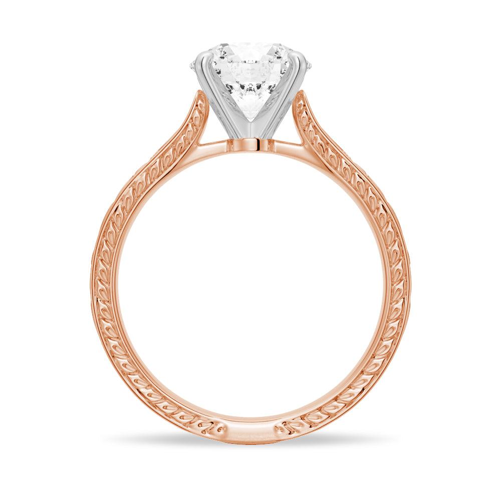 Round Cut Moissanite Diamond Antique Solitaire Sterling Silver Ring