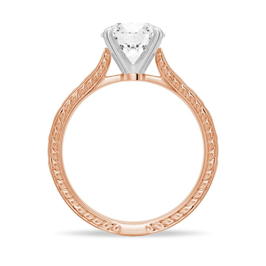 Round Cut Moissanite Diamond Antique Solitaire Sterling Silver Ring