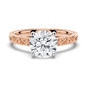 Round Cut Moissanite Diamond Antique Solitaire Sterling Silver Ring