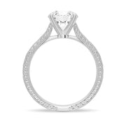 Round Cut Moissanite Diamond Antique Solitaire Sterling Silver Ring