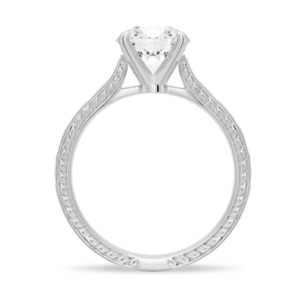 Round Cut Moissanite Diamond Antique Solitaire Sterling Silver Ring