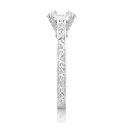Round Cut Moissanite Diamond Antique Solitaire Sterling Silver Ring
