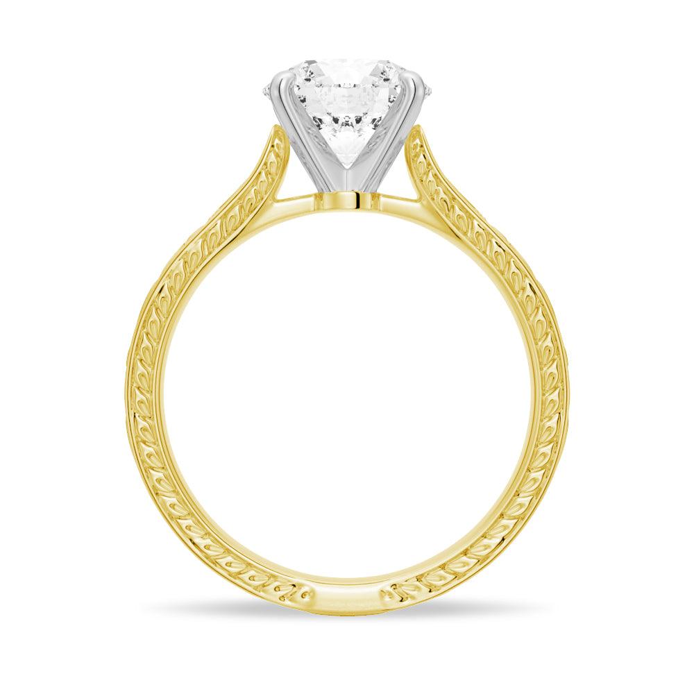 Round Cut Moissanite Diamond Antique Solitaire Sterling Silver Ring