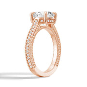 Round Cut Moissanite Diamond Hidden Halo Sterling Silver Ring