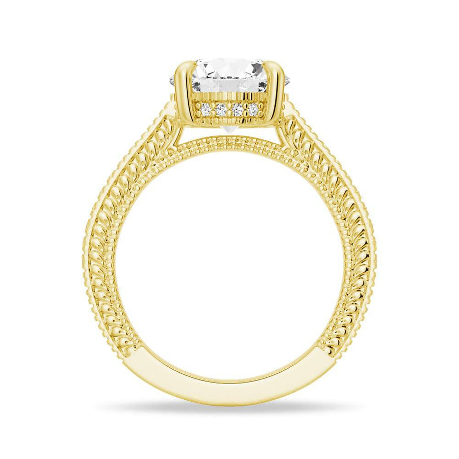 Round Cut Moissanite Diamond Hidden Halo Sterling Silver Ring