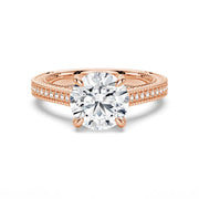 Round Cut Moissanite Diamond Hidden Halo Sterling Silver Ring