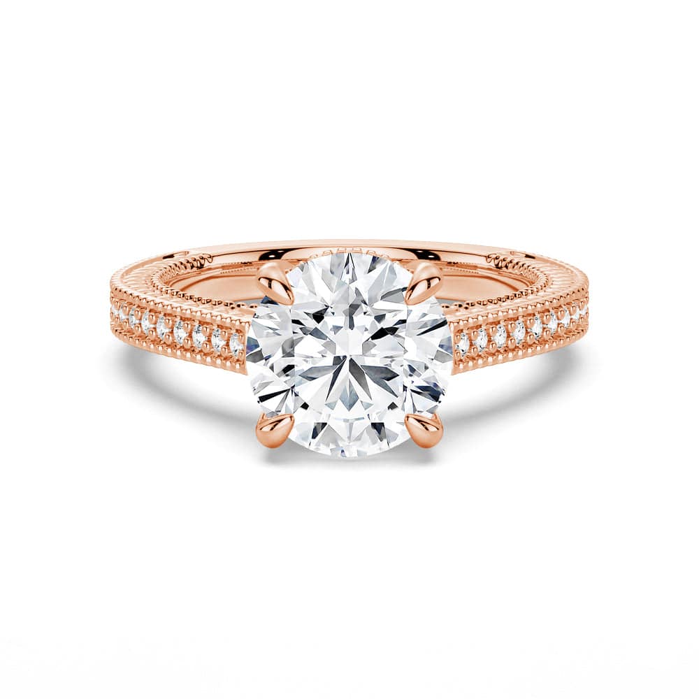 Round Cut Moissanite Diamond Hidden Halo Sterling Silver Ring