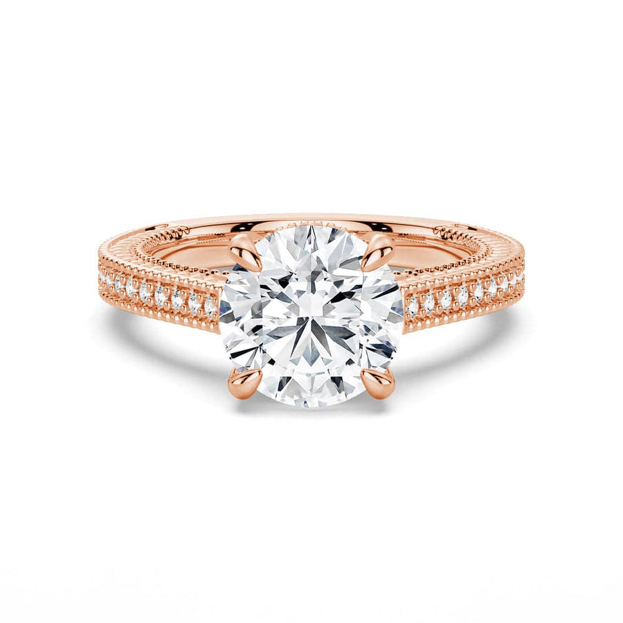 Round Cut Moissanite Diamond Hidden Halo Sterling Silver Ring