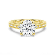 Round Cut Moissanite Diamond Hidden Halo Sterling Silver Ring