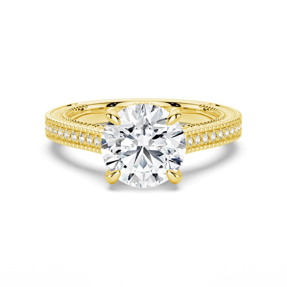Round Cut Moissanite Diamond Hidden Halo Sterling Silver Ring