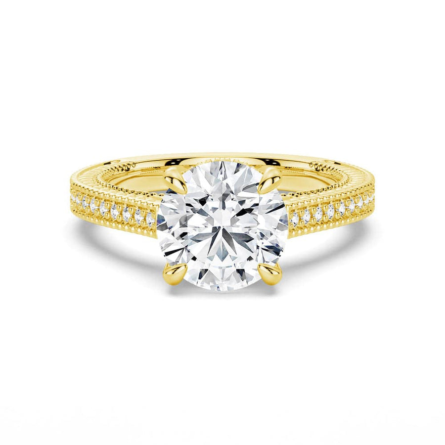 Round Cut Moissanite Diamond Hidden Halo Sterling Silver Ring