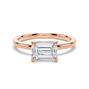 Emerald Cut Moissanite Diamond East-West Sterling Silver Ring