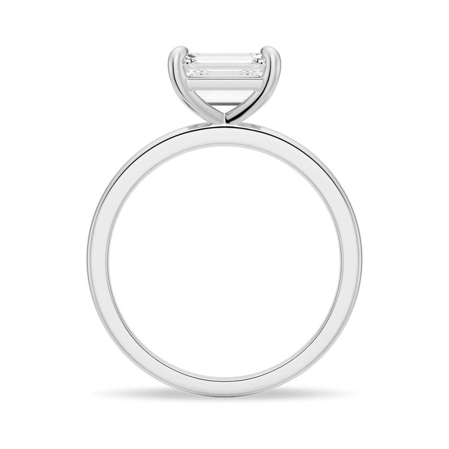 Emerald Cut Moissanite Diamond East-West Sterling Silver Ring