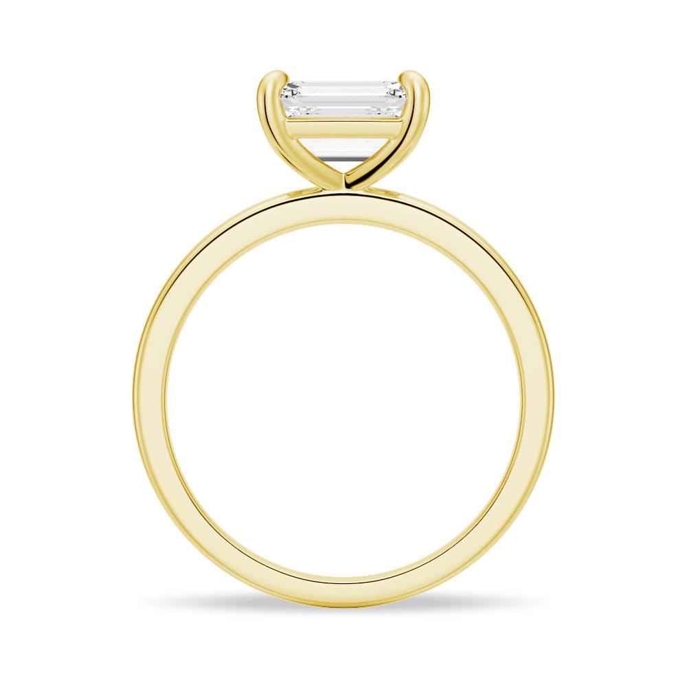 Emerald Cut Moissanite Diamond East-West Sterling Silver Ring