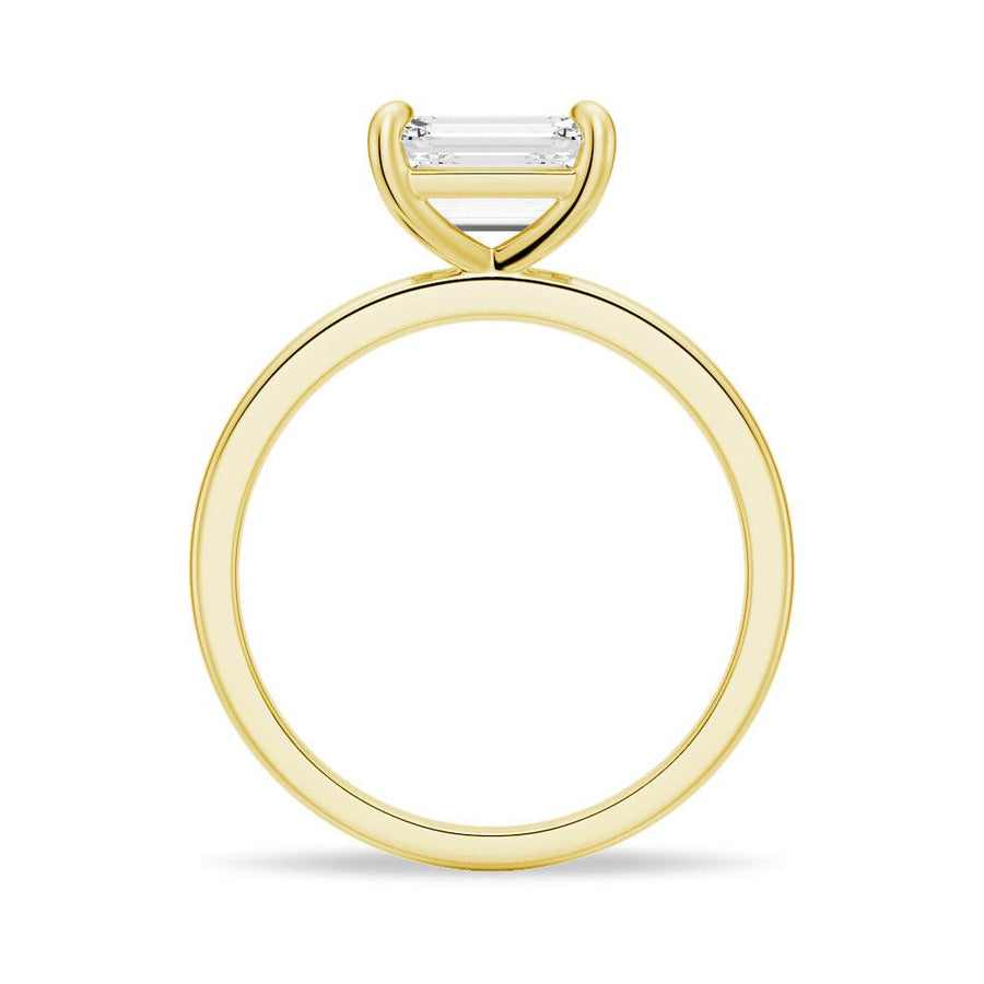 Emerald Cut Moissanite Diamond East-West Sterling Silver Ring