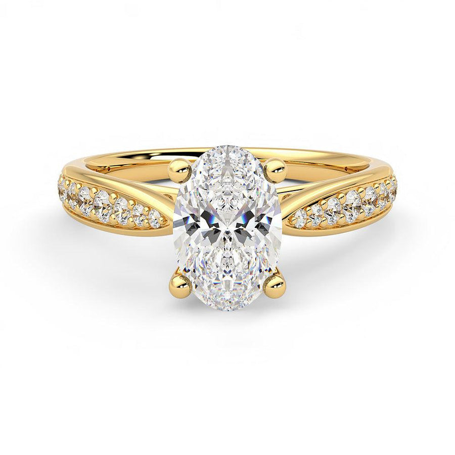 Oval Cut Moissanite Diamond Pave Sterling Silver Ring