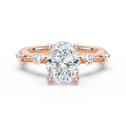 Oval Cut Moissanite Diamond Engagement Sterling Silver Ring