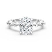 Oval Cut Moissanite Diamond Engagement Sterling Silver Ring