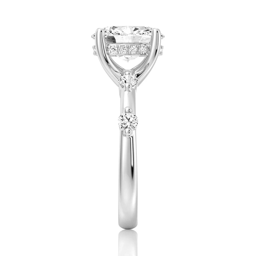 Oval Cut Moissanite Diamond Engagement Sterling Silver Ring