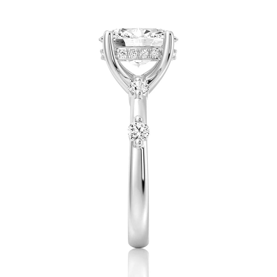 Oval Cut Moissanite Diamond Engagement Sterling Silver Ring