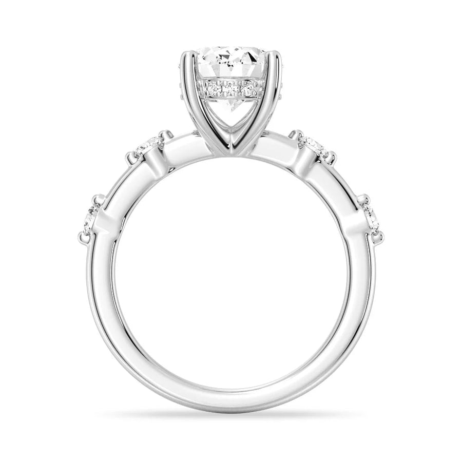 Oval Cut Moissanite Diamond Engagement Sterling Silver Ring