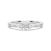 Heart & Pear Cut Moissanite Diamond Trilogy Sterling Silver Ring