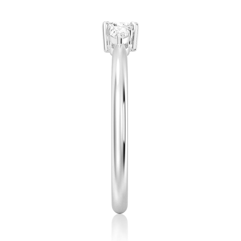 Heart & Pear Cut Moissanite Diamond Trilogy Sterling Silver Ring