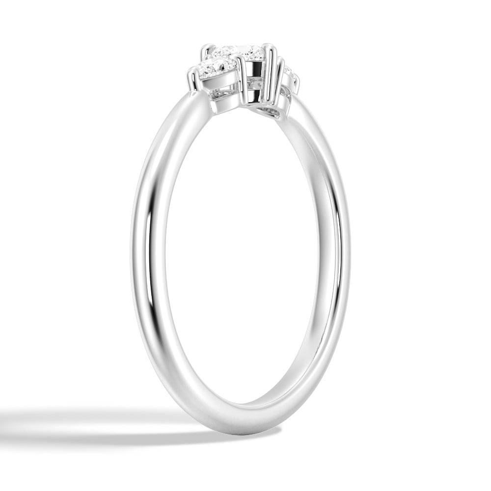 Heart & Pear Cut Moissanite Diamond Trilogy Sterling Silver Ring