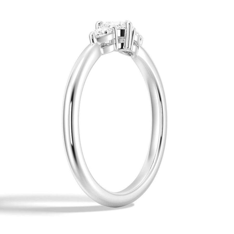 Heart & Pear Cut Moissanite Diamond Trilogy Sterling Silver Ring
