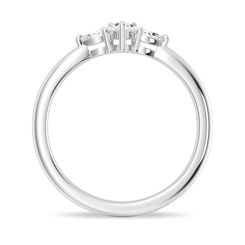 Heart & Pear Cut Moissanite Diamond Trilogy Sterling Silver Ring
