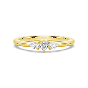 Heart & Pear Cut Moissanite Diamond Trilogy Sterling Silver Ring