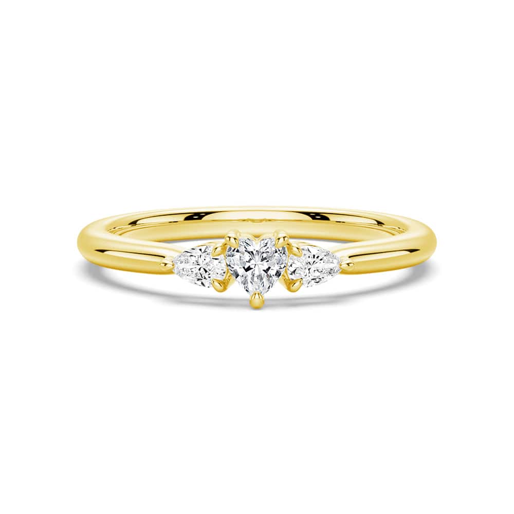 Heart & Pear Cut Moissanite Diamond Trilogy Sterling Silver Ring