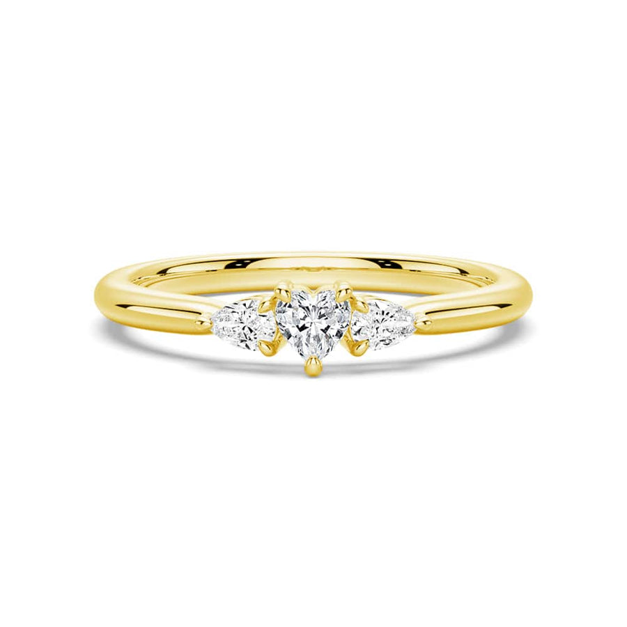 Heart & Pear Cut Moissanite Diamond Trilogy Sterling Silver Ring