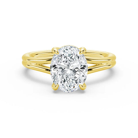 Oval Cut Moissanite Diamond Solitaire Sterling Silver Ring
