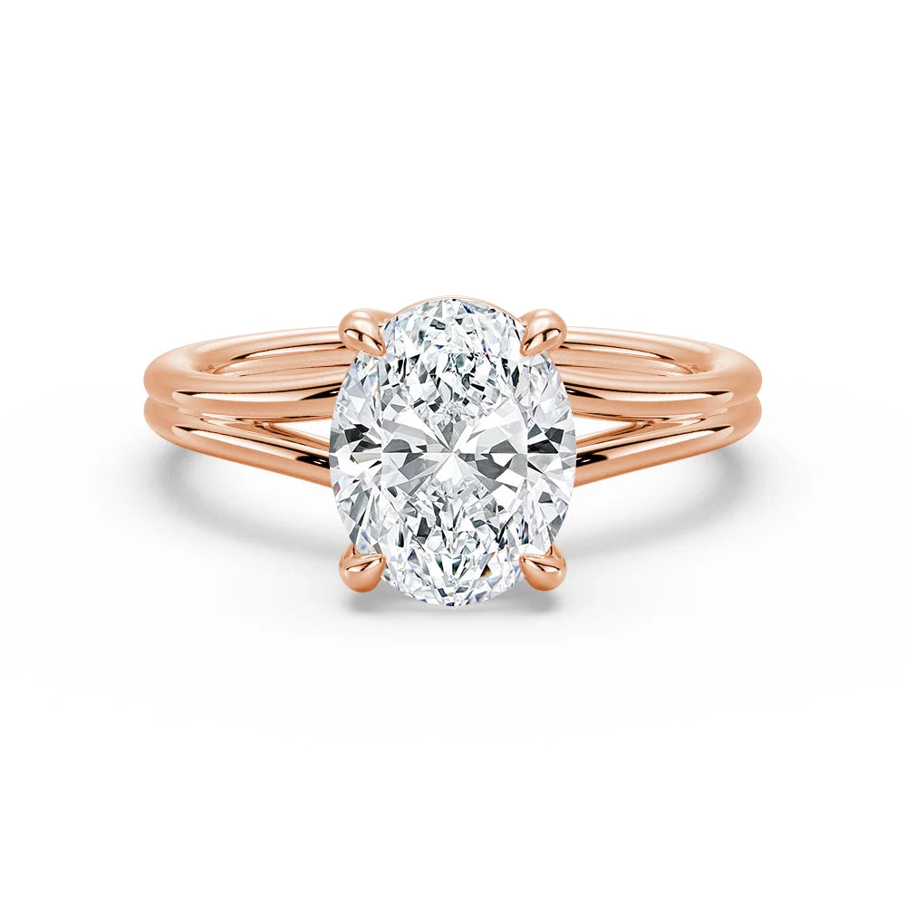 Oval Cut Moissanite Diamond Solitaire Sterling Silver Ring