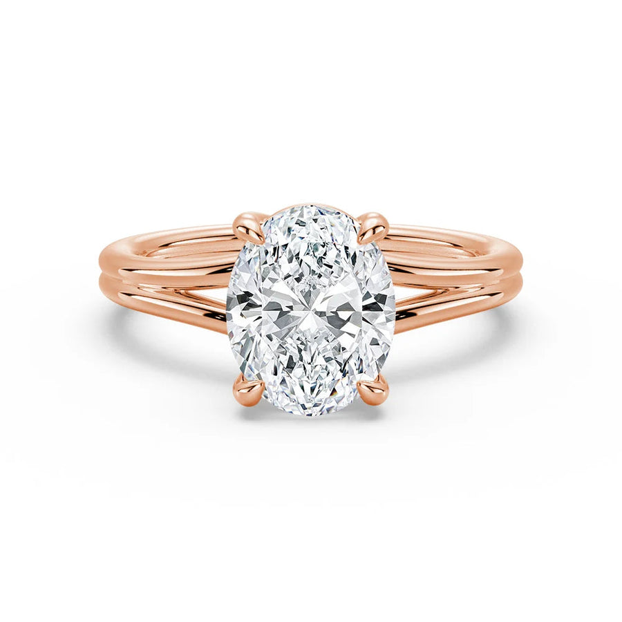 Oval Cut Moissanite Diamond Solitaire Sterling Silver Ring