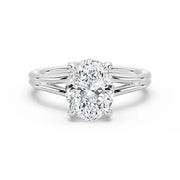 Oval Cut Moissanite Diamond Solitaire Sterling Silver Ring