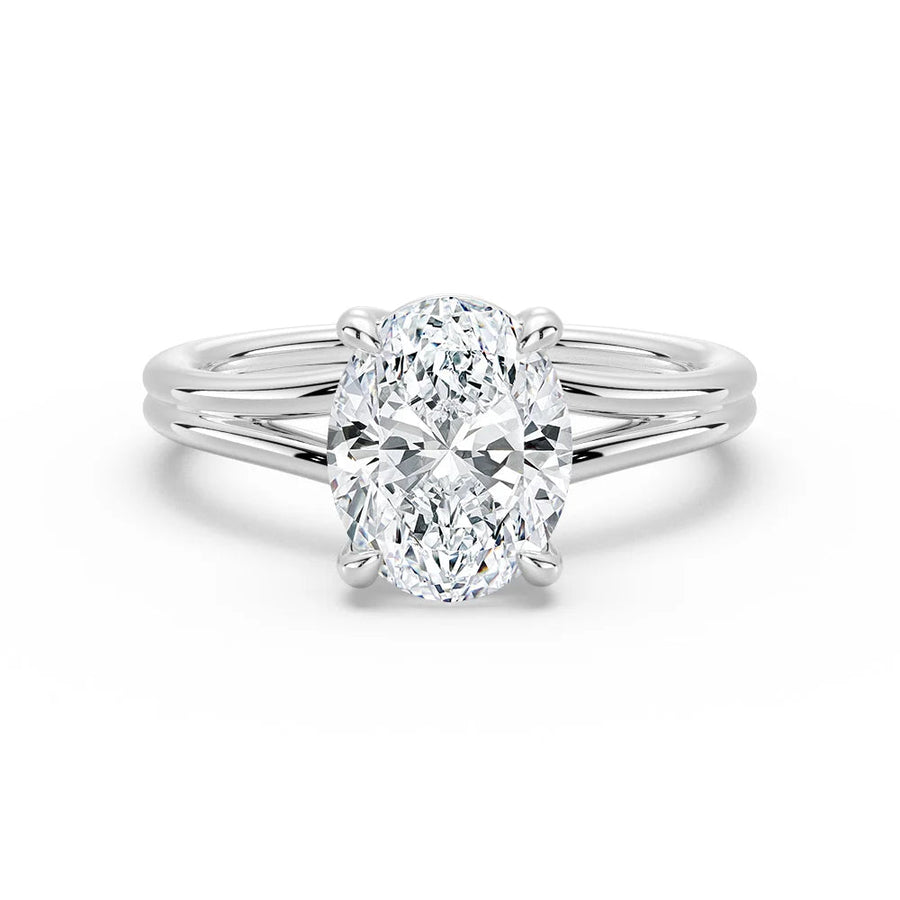 Oval Cut Moissanite Diamond Solitaire Sterling Silver Ring
