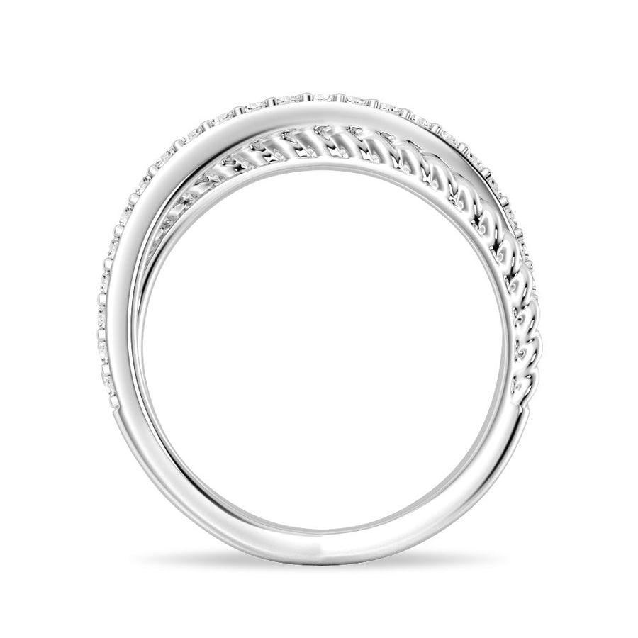 Round Cut Moissanite Diamond Wedding Band Sterling Silver Ring