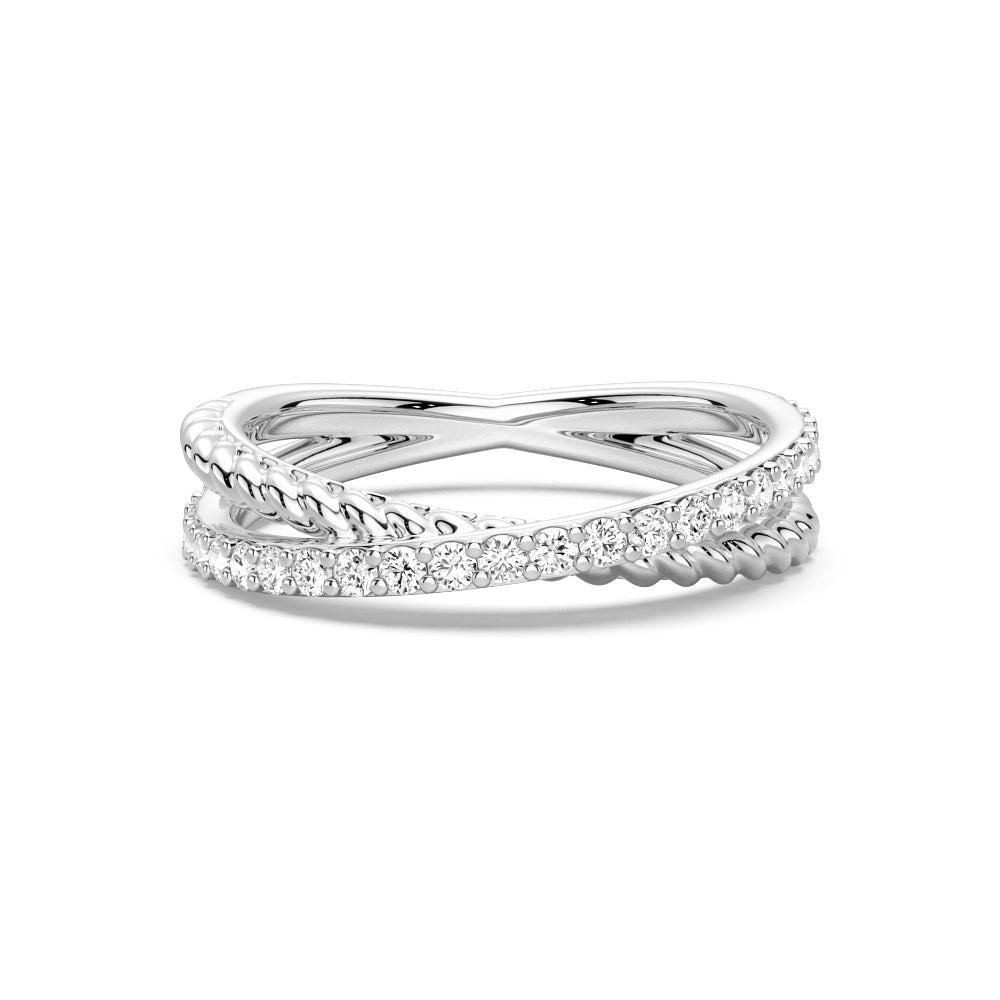 Round Cut Moissanite Diamond Wedding Band Sterling Silver Ring