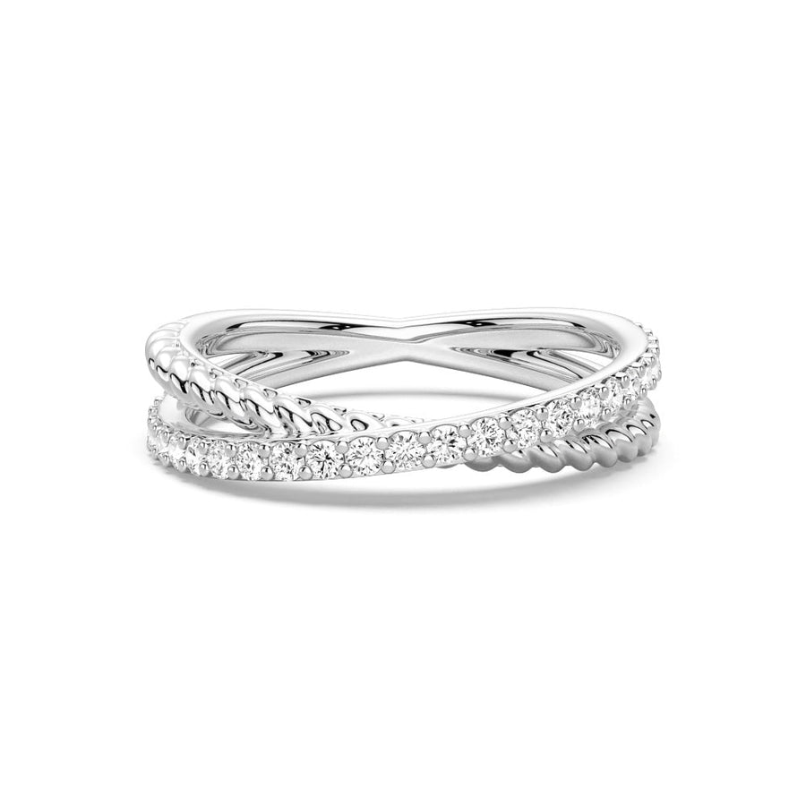 Round Cut Moissanite Diamond Wedding Band Sterling Silver Ring