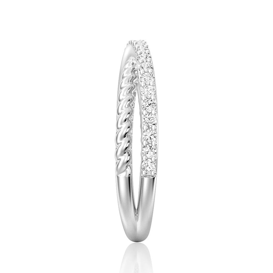 Round Cut Moissanite Diamond Wedding Band Sterling Silver Ring