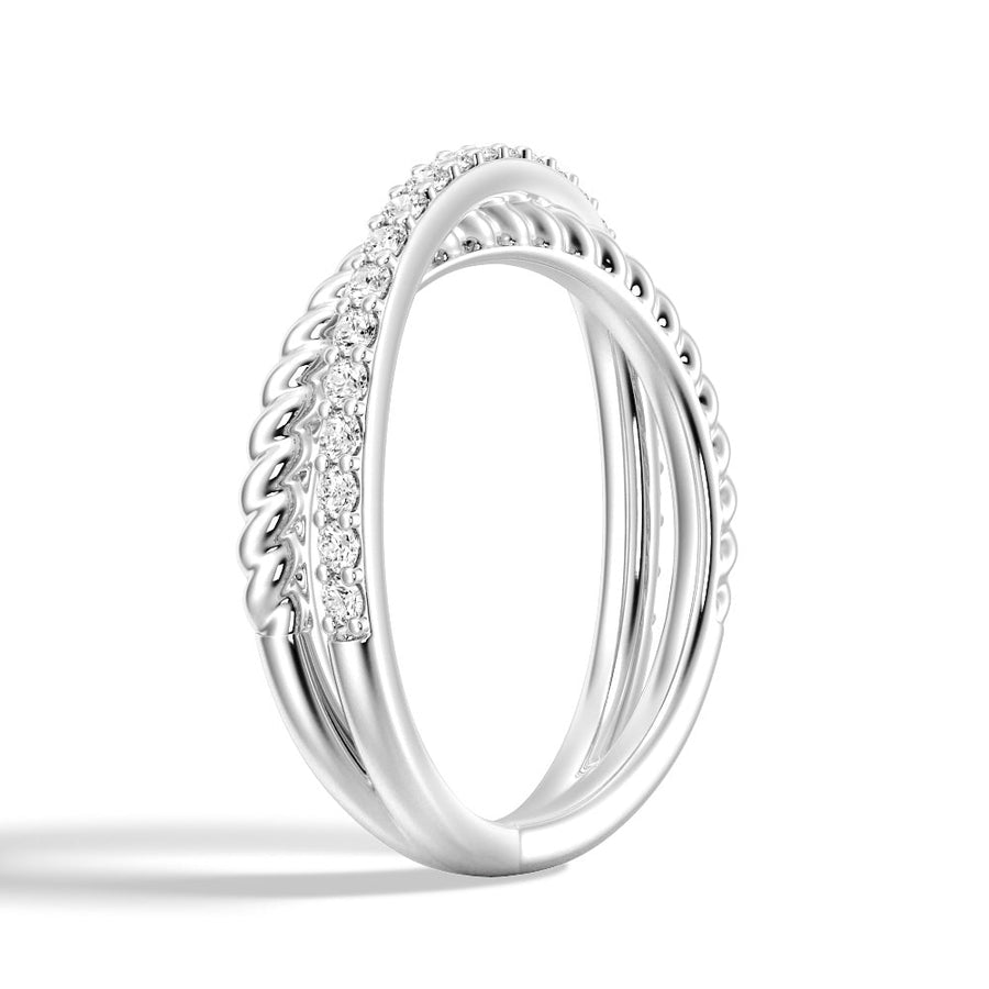 Round Cut Moissanite Diamond Wedding Band Sterling Silver Ring