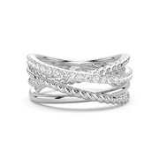 Round Cut Moissanite Diamond Wedding Band Sterling Silver Ring