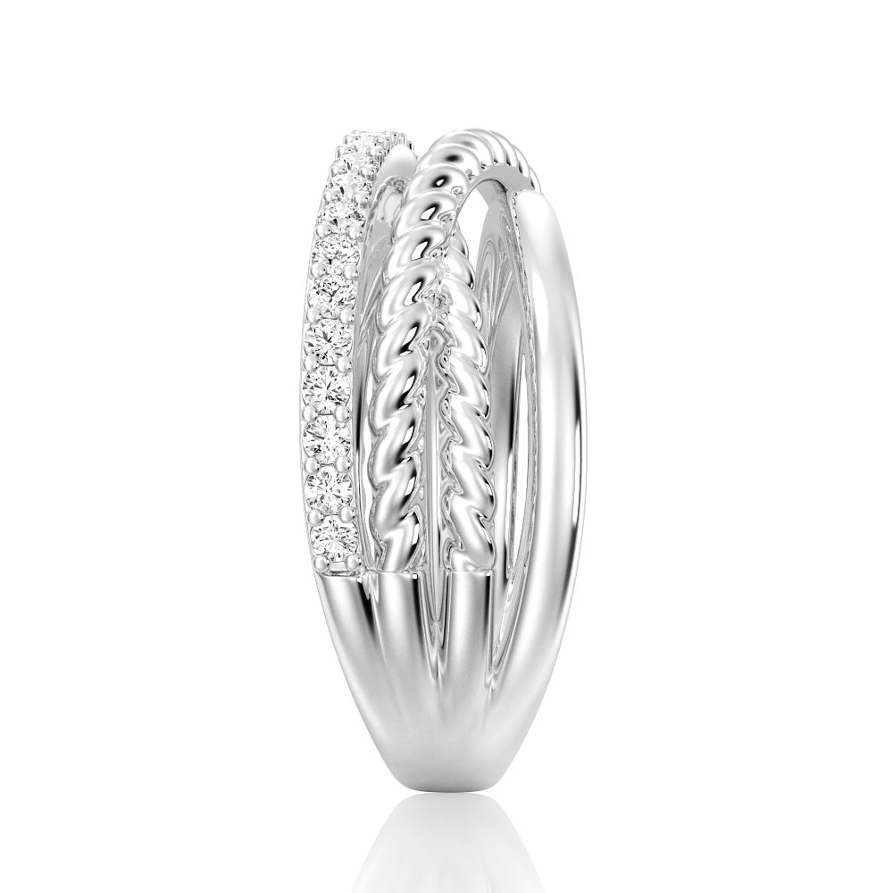 Round Cut Moissanite Diamond Wedding Band Sterling Silver Ring
